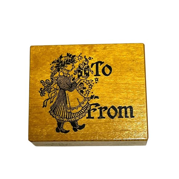 Rubber Stamp PSX F-834 VICTORIAN GIRL TO/FROM Gift Tag Holiday Christmas - Picture 1 of 4